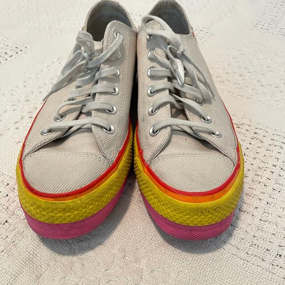Converse platform rainbow Chuck Taylor All Star Sneakers 9.5 SHELF 5021 - Picture 5 of 8